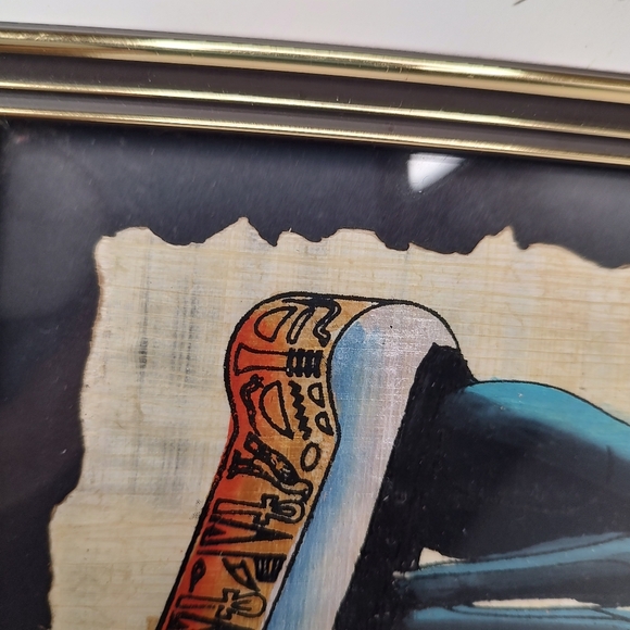 Ancient Egypt Framed Glass Papyrus Reproduction Bastet Goddess Souvenir - Picture 6 of 10